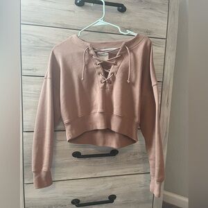 Abercrombie & Fitch Women's Lace-Up Cropped Sweatshirt XS